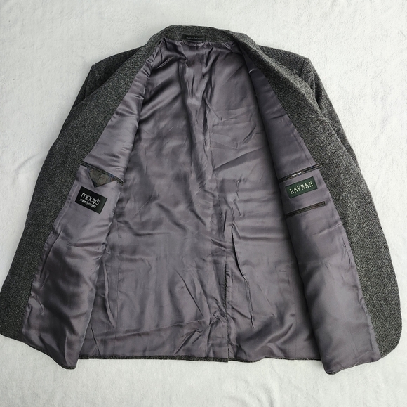 LAUREN RALPH LAUREN Men's 100% Grey Wool Sport Coat Blazer Elbow Patches 50R NWT - Picture 3 of 13